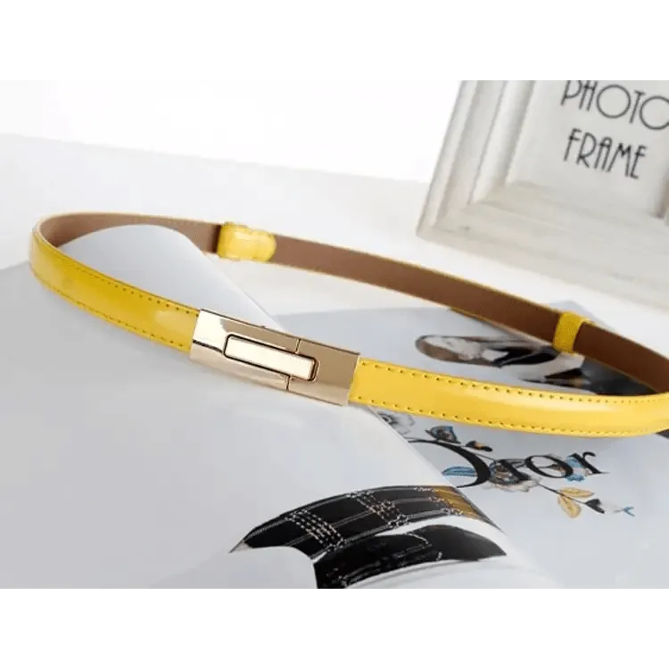 Elegant Thin Adjustable Belt PU Leather  One Size Buckle Women Waistbands New Design Multiple Colors Belts For Women