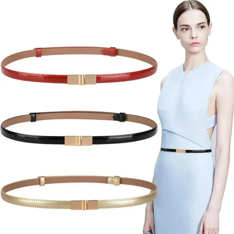 Elegant Thin Adjustable Belt PU Leather  One Size Buckle Women Waistbands New Design Multiple Colors Belts For Women
