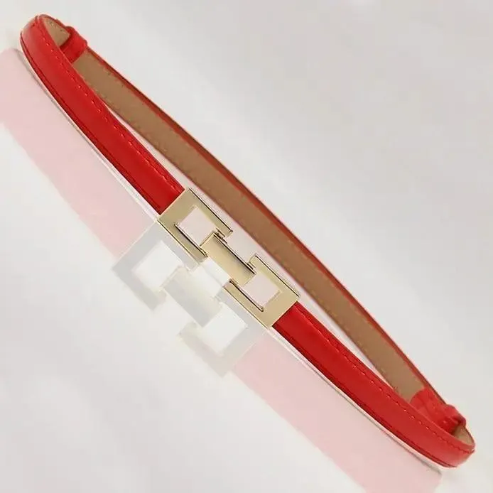 Elegant Thin Adjustable Belt PU Leather  One Size Buckle Women Waistbands New Design Multiple Colors Belts For Women