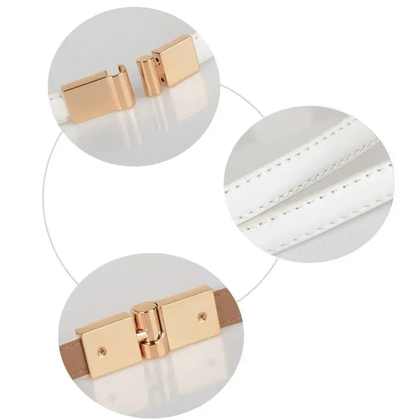 Elegant Thin Adjustable Belt PU Leather  One Size Buckle Women Waistbands New Design Multiple Colors Belts For Women
