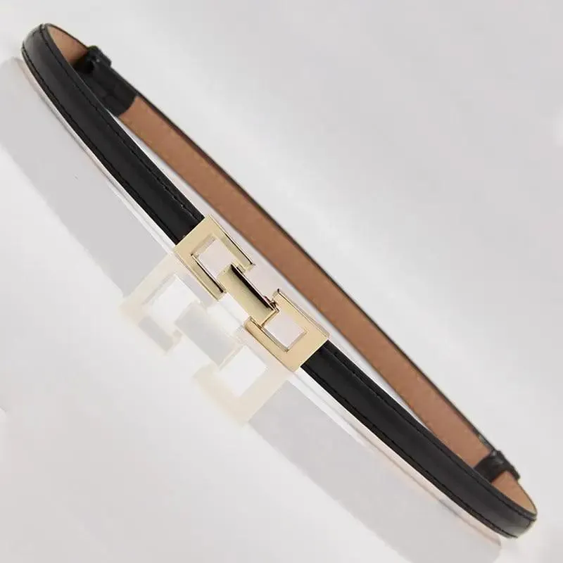 Elegant Thin Adjustable Belt PU Leather  One Size Buckle Women Waistbands New Design Multiple Colors Belts For Women