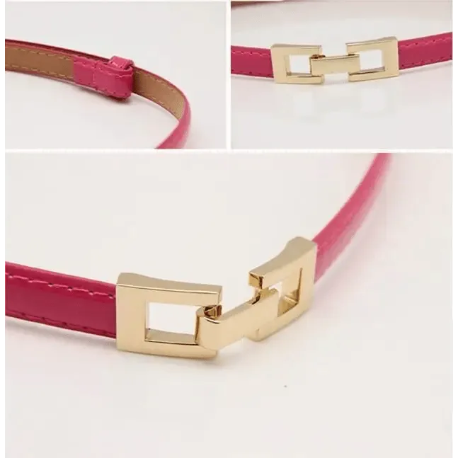 Elegant Thin Adjustable Belt PU Leather  One Size Buckle Women Waistbands New Design Multiple Colors Belts For Women