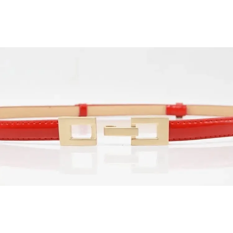 Elegant Thin Adjustable Belt PU Leather  One Size Buckle Women Waistbands New Design Multiple Colors Belts For Women