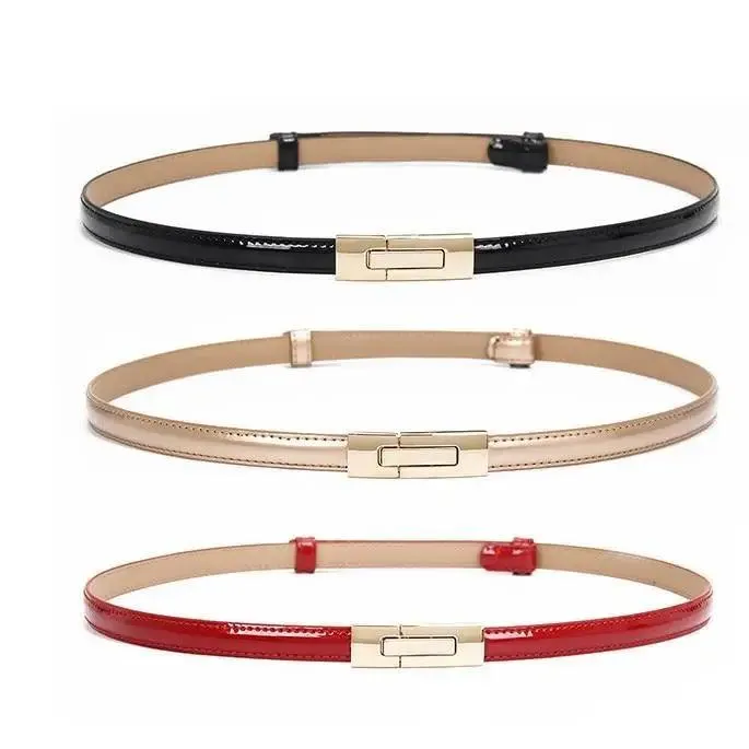 Elegant Thin Adjustable Belt PU Leather  One Size Buckle Women Waistbands New Design Multiple Colors Belts For Women