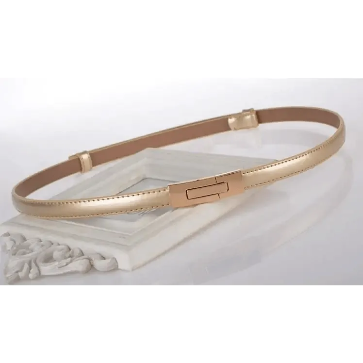 Elegant Thin Adjustable Belt PU Leather  One Size Buckle Women Waistbands New Design Multiple Colors Belts For Women