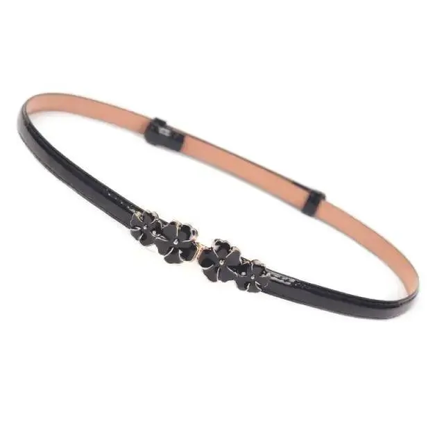 Elegant Thin Adjustable Belt PU Leather  One Size Buckle Women Waistbands New Design Multiple Colors Belts For Women