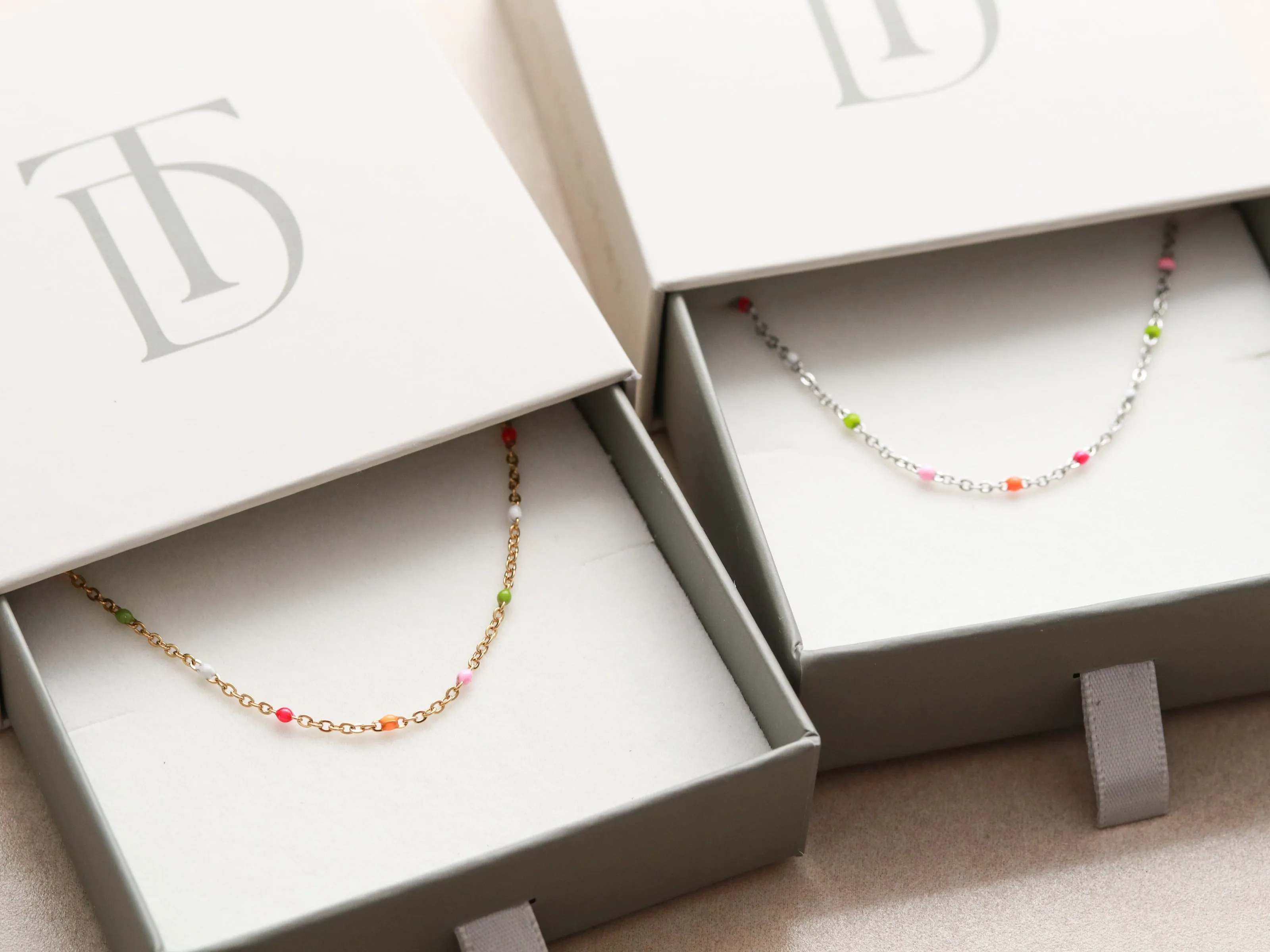 Enamel Cable Chain | Pink, Orange