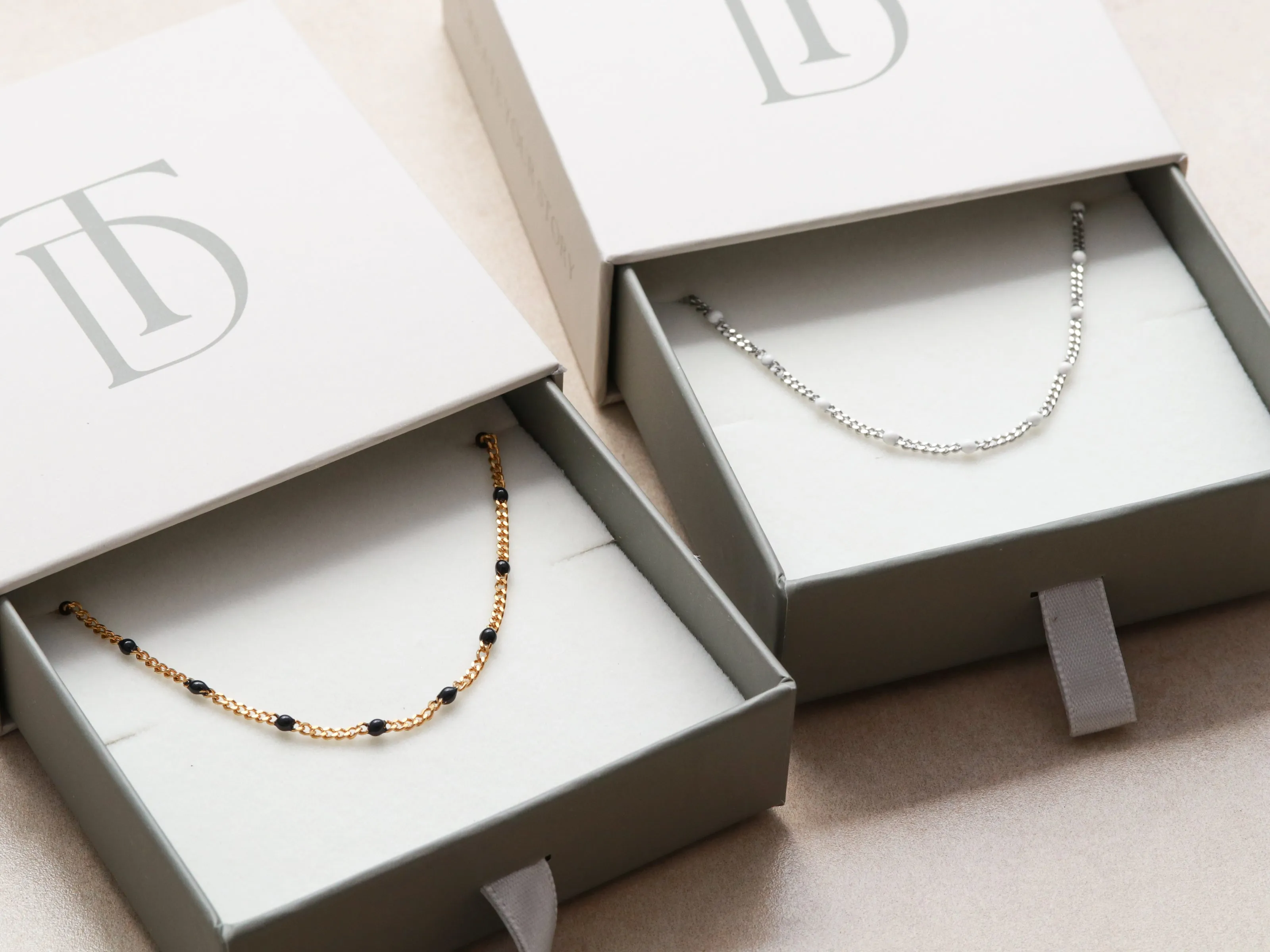 Enamel Curb Chain | Black, White