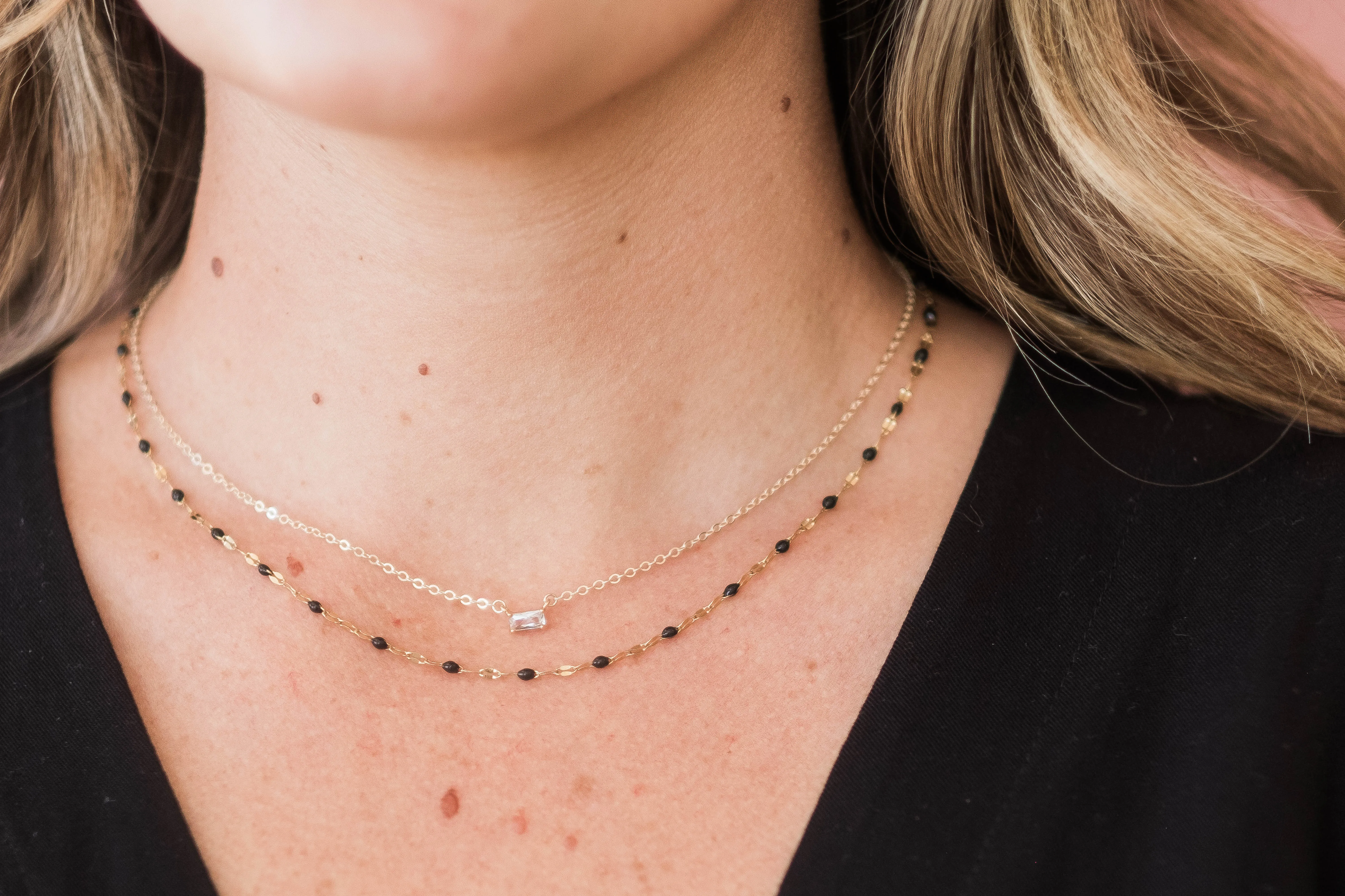 Enamel Lace Chain | Black, White
