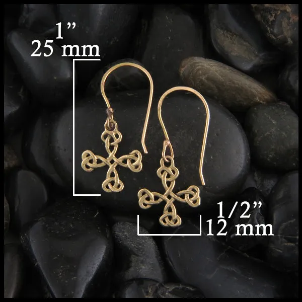 Equal Arm Cross Earrings in Gold