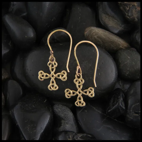 Equal Arm Cross Earrings in Gold