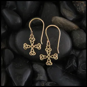 Equal Arm Cross Earrings in Gold
