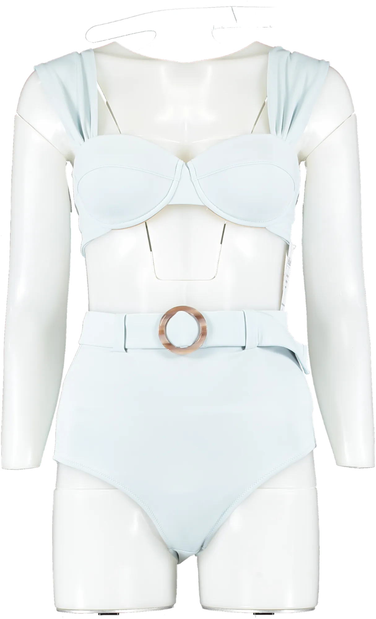 evarae Pale Blue Audrey High Waisted Belted Bikini Set - Top Uk8 / Bottoms UK 10