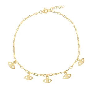 Evil Eye Paperclip Chain Anklet