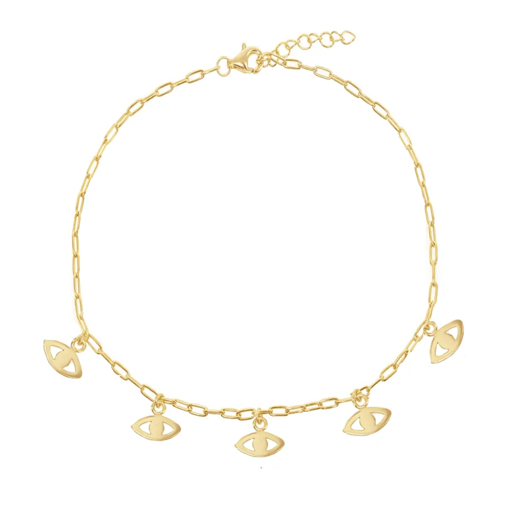 Evil Eye Paperclip Chain Anklet