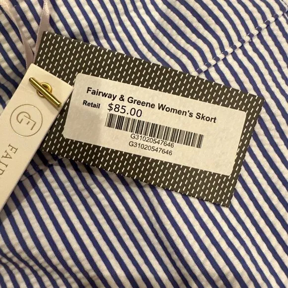 FAIRWAY &amp; GREENE WOMENS SIZE XL BLUE AND WHITE STRIPE TENNIS GOLF SKORT NEW