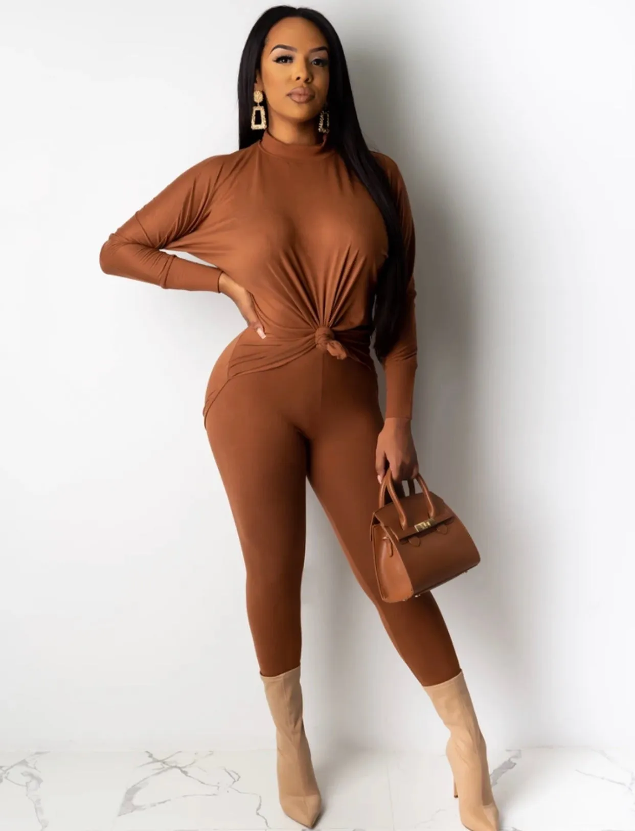 FALL OLIVE COLOR!  MOCK NECK MATCHING PANTS SET‼️