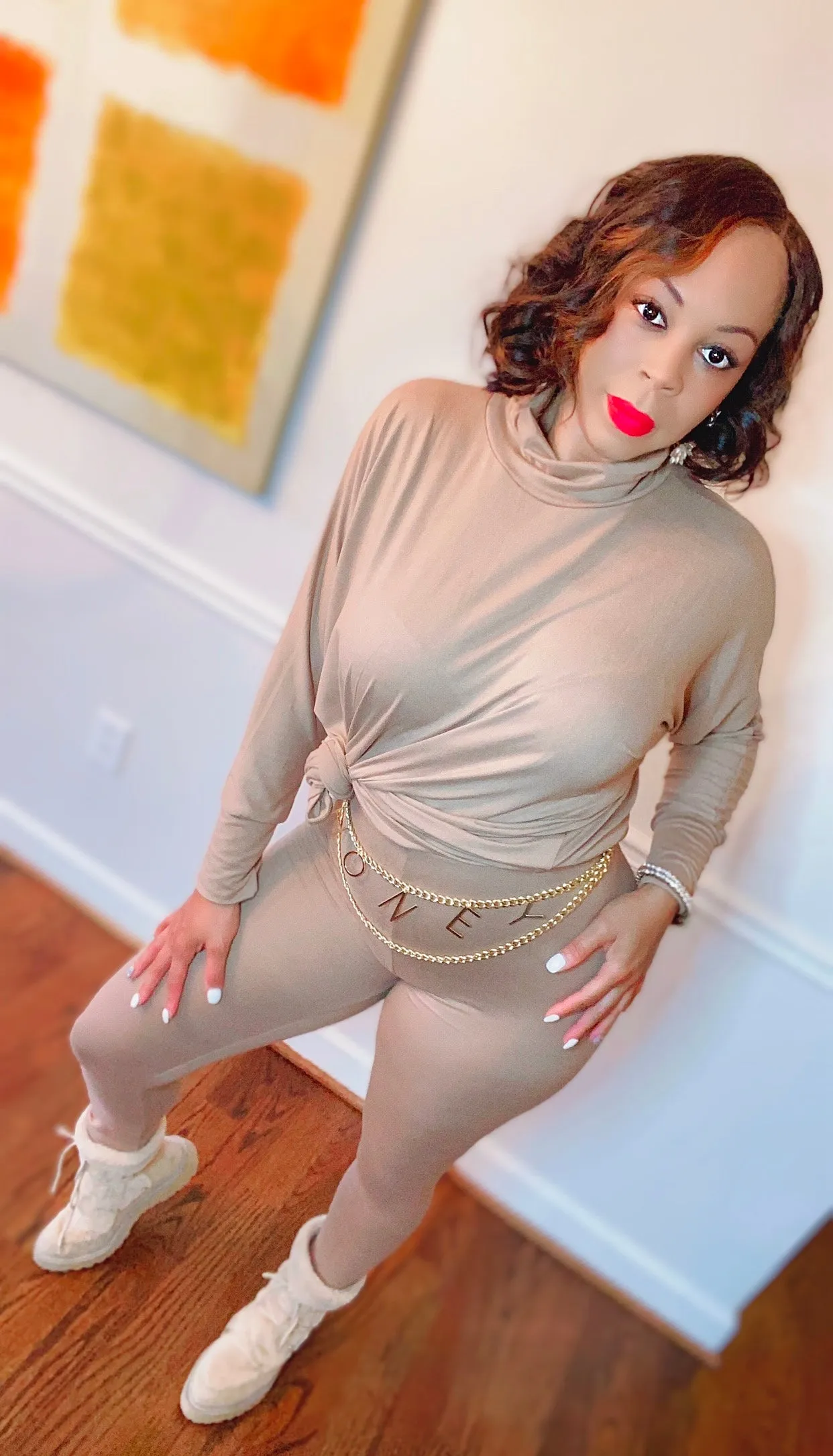 FALL OLIVE COLOR!  MOCK NECK MATCHING PANTS SET‼️