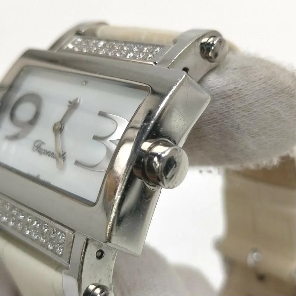 Façonnable 38mm Silver Diamond Square Watch 862915
