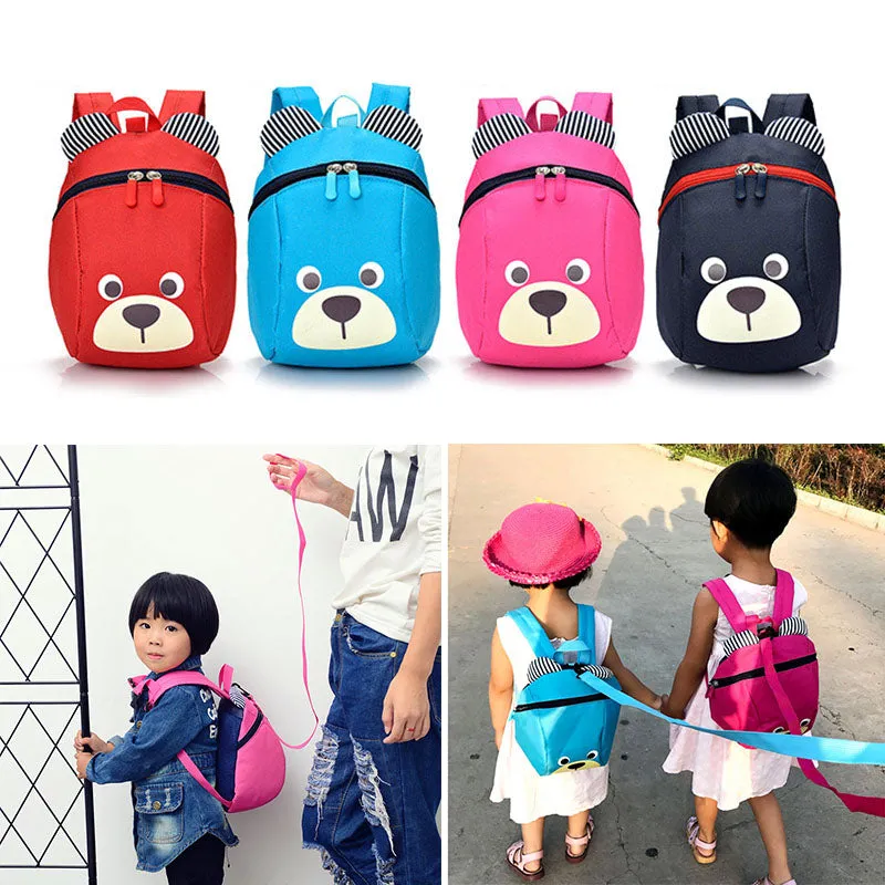 Fashion Children Backpack Anti-lost Canvas Cartoon Animal Bear Pattern Kindergarten Kids Baby School Bags Backpack for Children