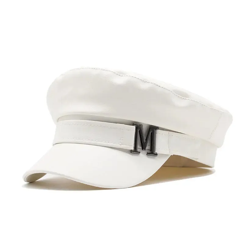 Fashion Simple PU Leather Solid Color Beret