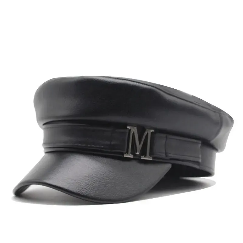 Fashion Simple PU Leather Solid Color Beret