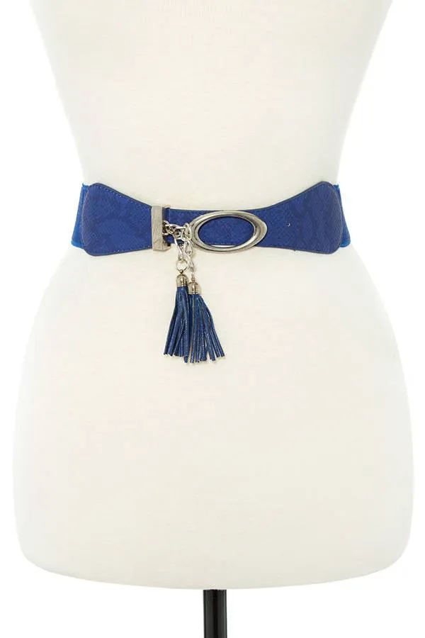 Faux leather tassel fashion stretch belt