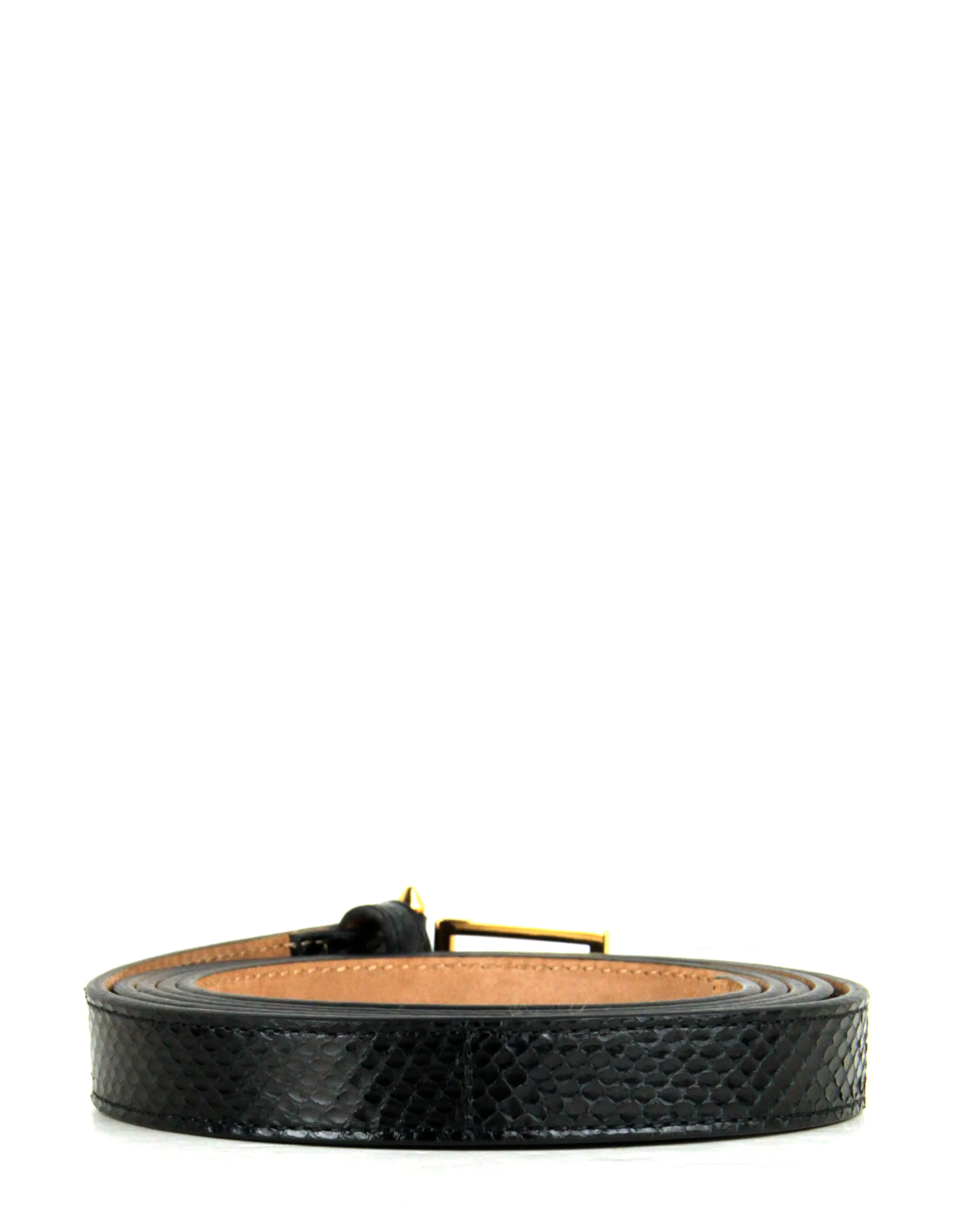 Fendi Black Snake Print Thin Baguette Double Wrap Belt sz 75/ 30"