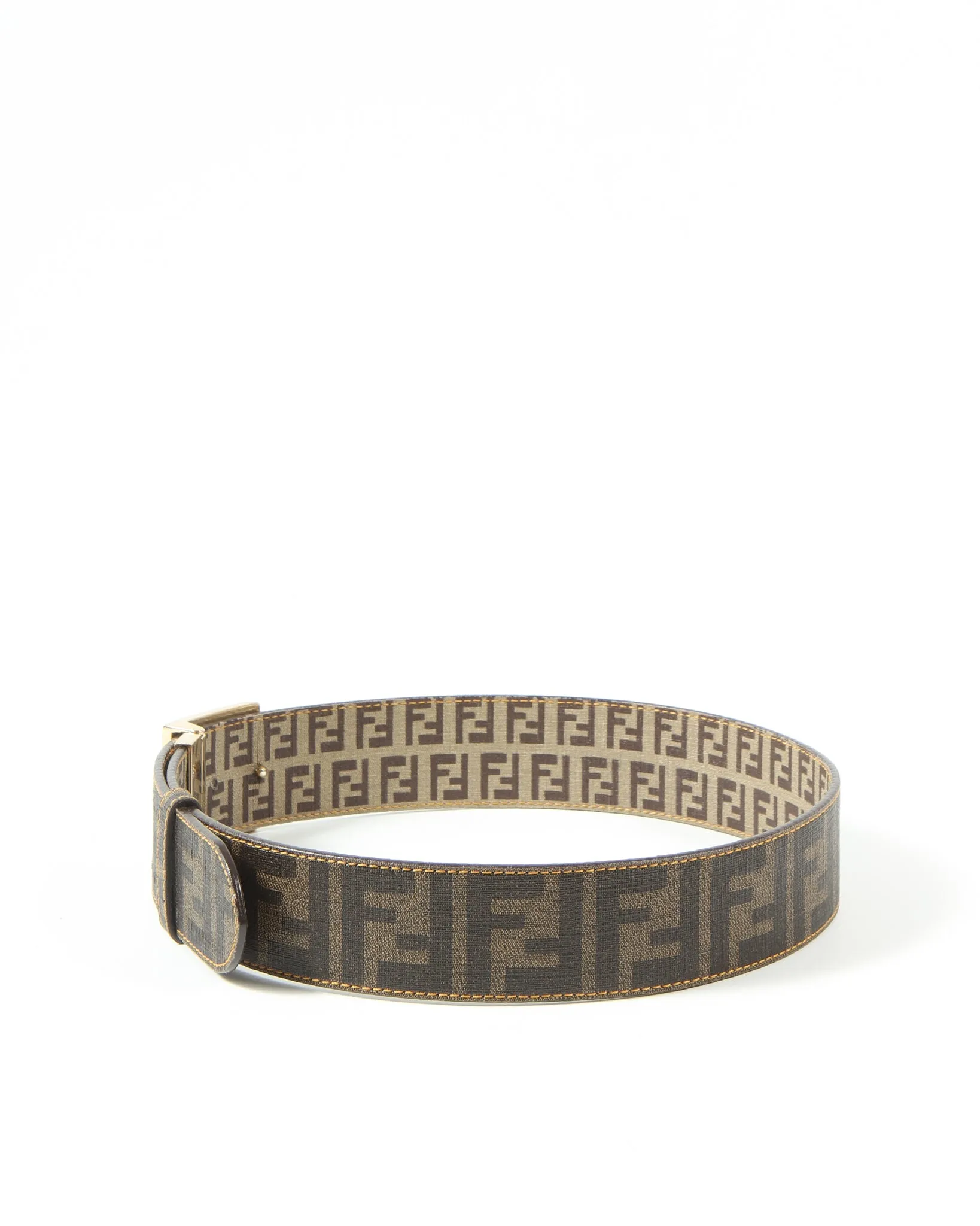 Fendi Brown Zucca/Zucchino Convertible Canvas Belt - 80