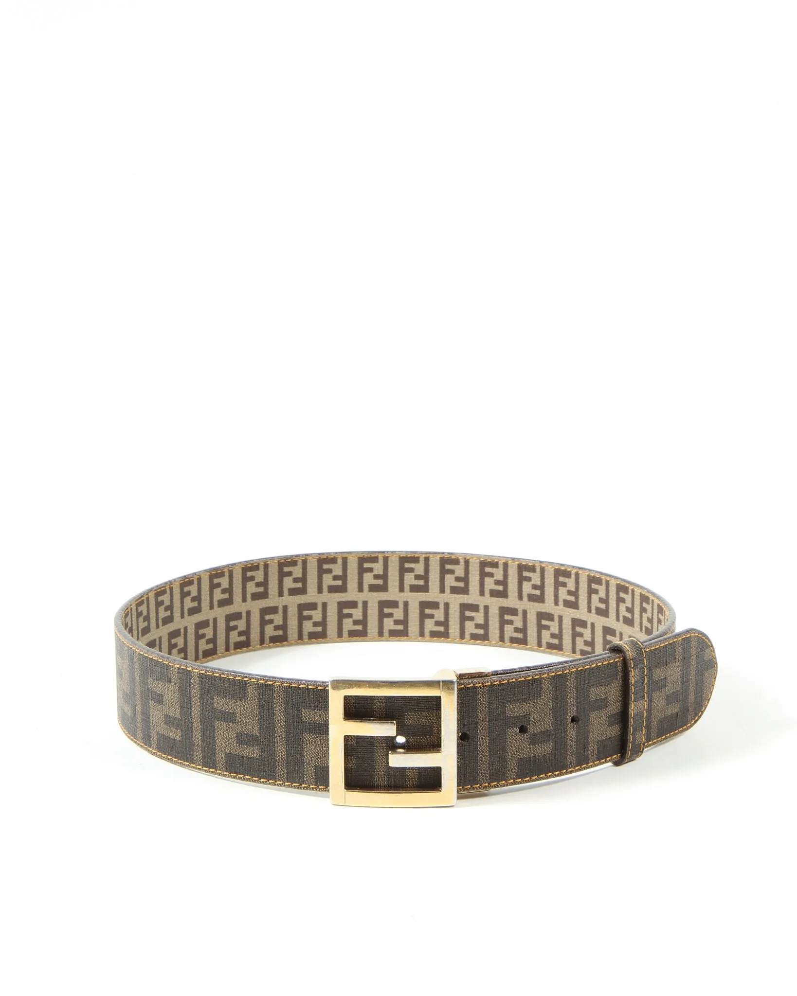 Fendi Brown Zucca/Zucchino Convertible Canvas Belt - 80