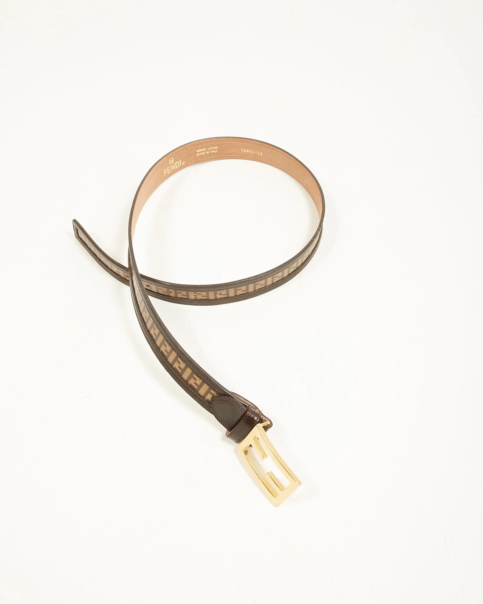 Fendi Brown Zucchino Coated Canvas Belt GHW - 48