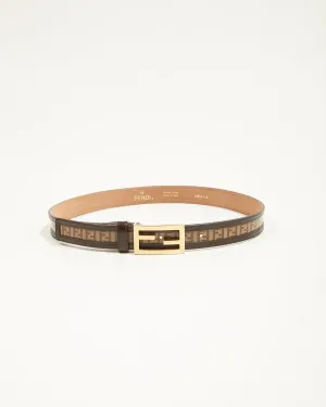 Fendi Brown Zucchino Coated Canvas Belt GHW - 48