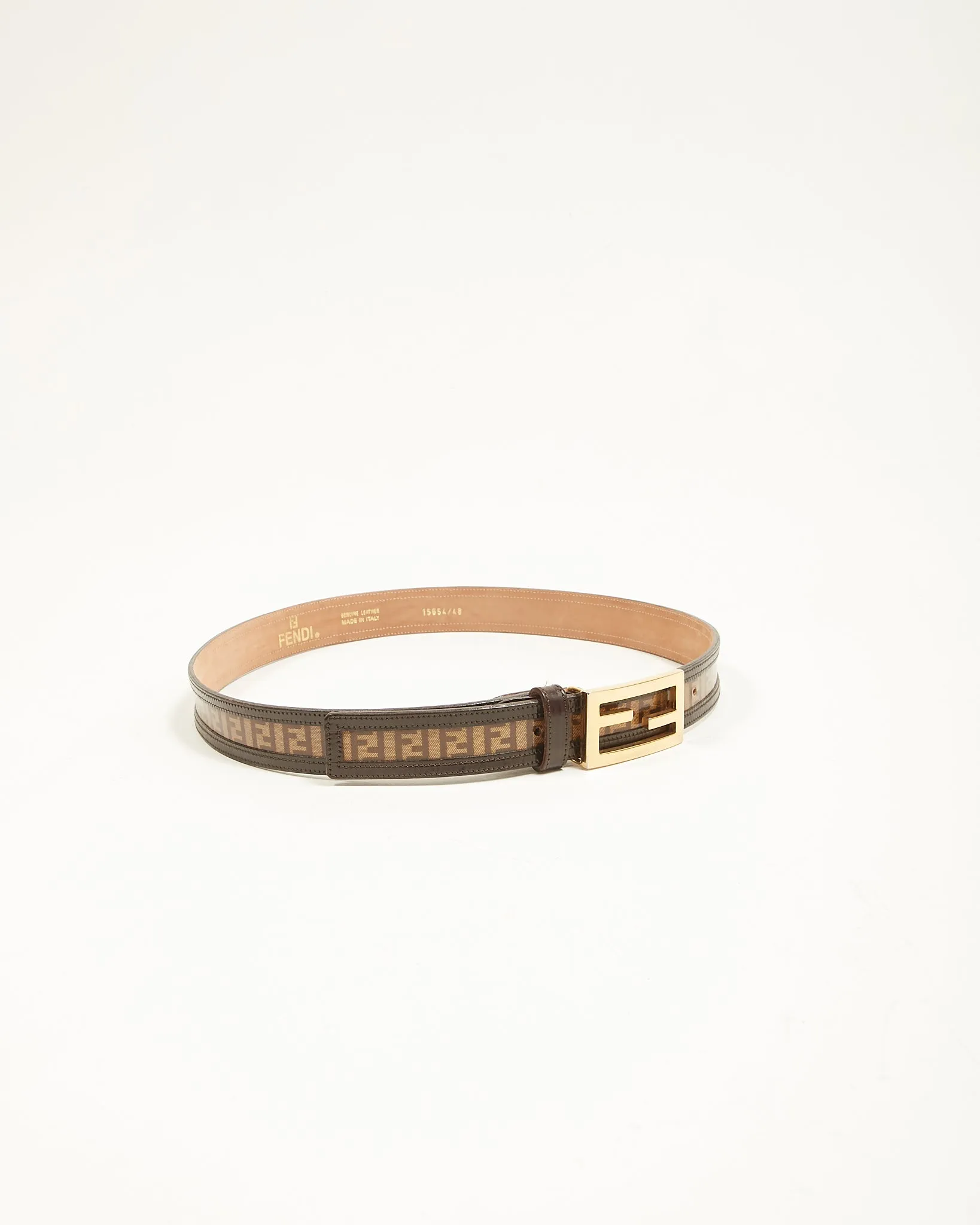 Fendi Brown Zucchino Coated Canvas Belt GHW - 48