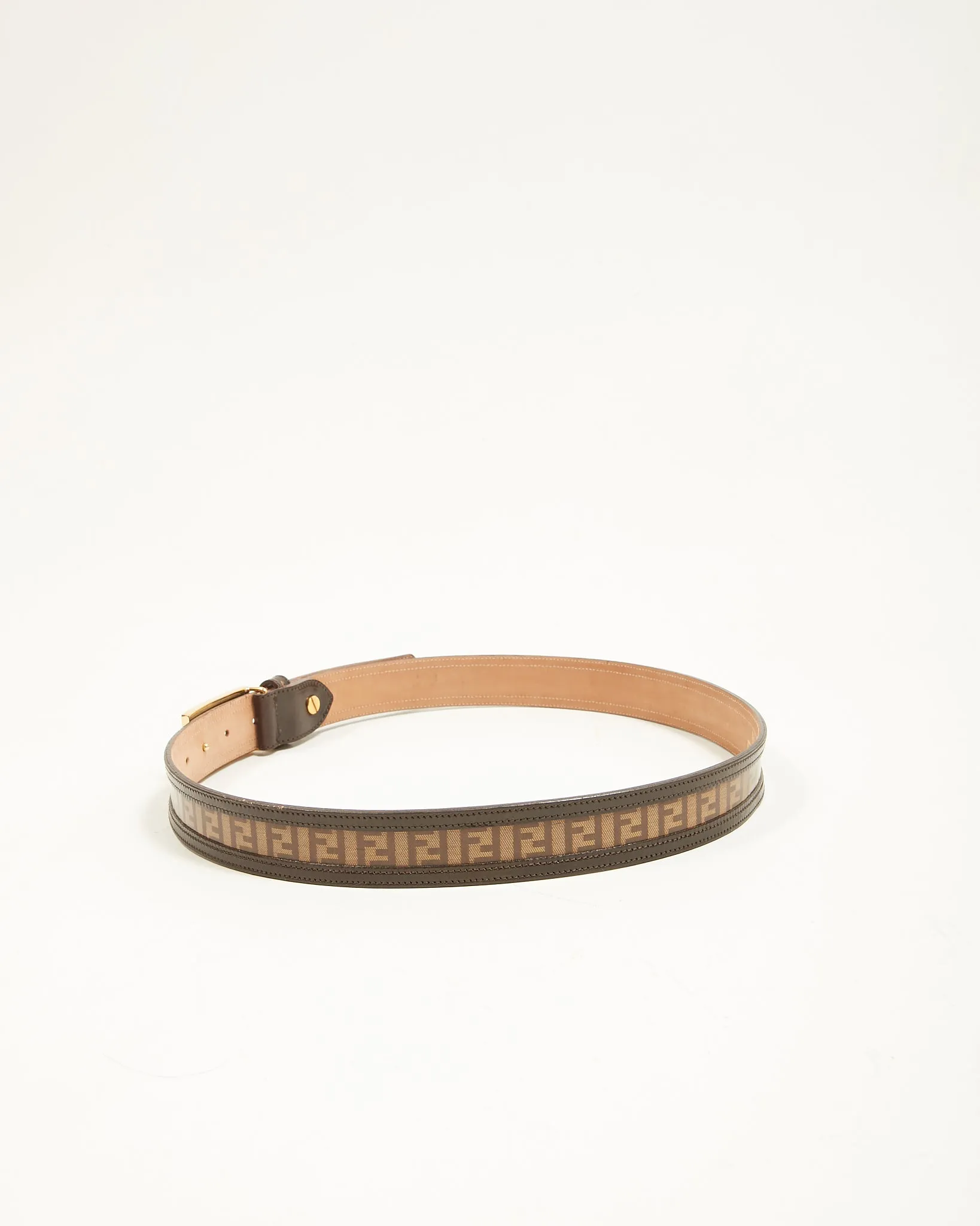 Fendi Brown Zucchino Coated Canvas Belt GHW - 48