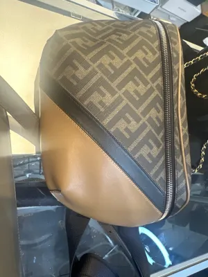 FENDI Mens Diagonal Logo and Two Tone Leather Belt Bag