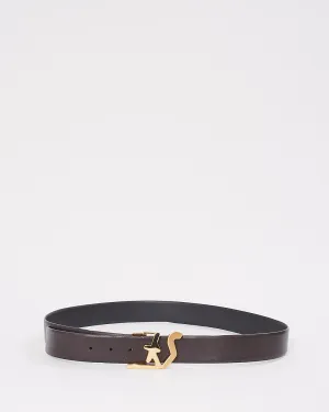 Ferragamo Black/Brown Reversible Leather Belt - 95