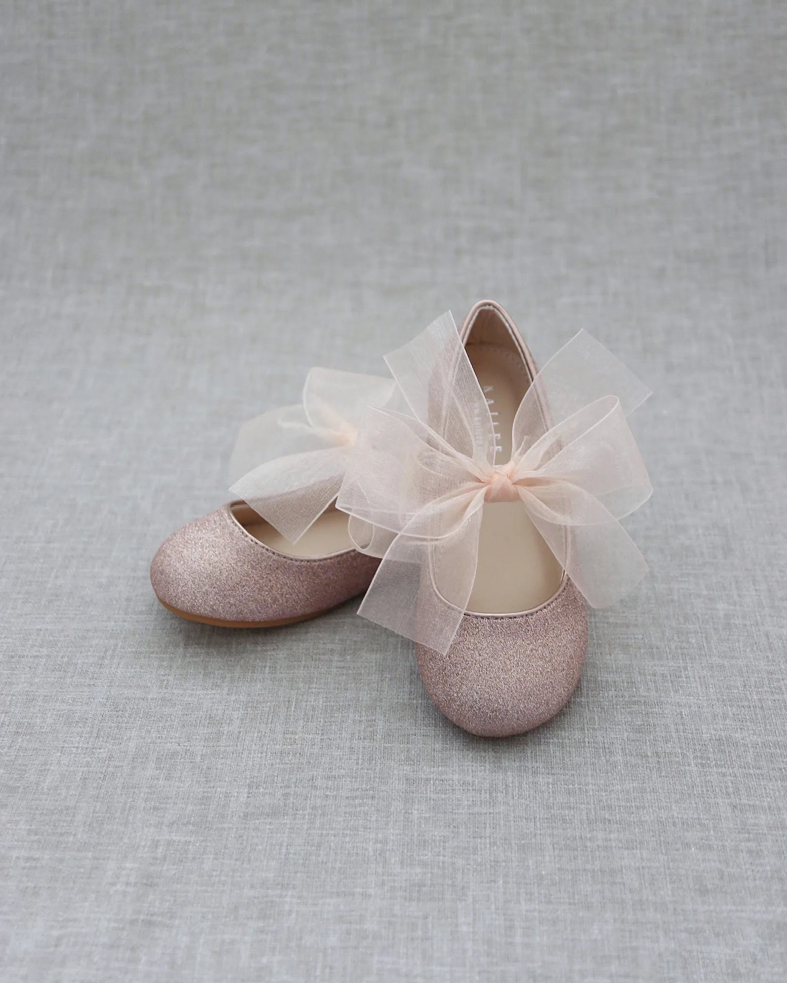 Fine Glitter Mary Jane with Chiffon Bow