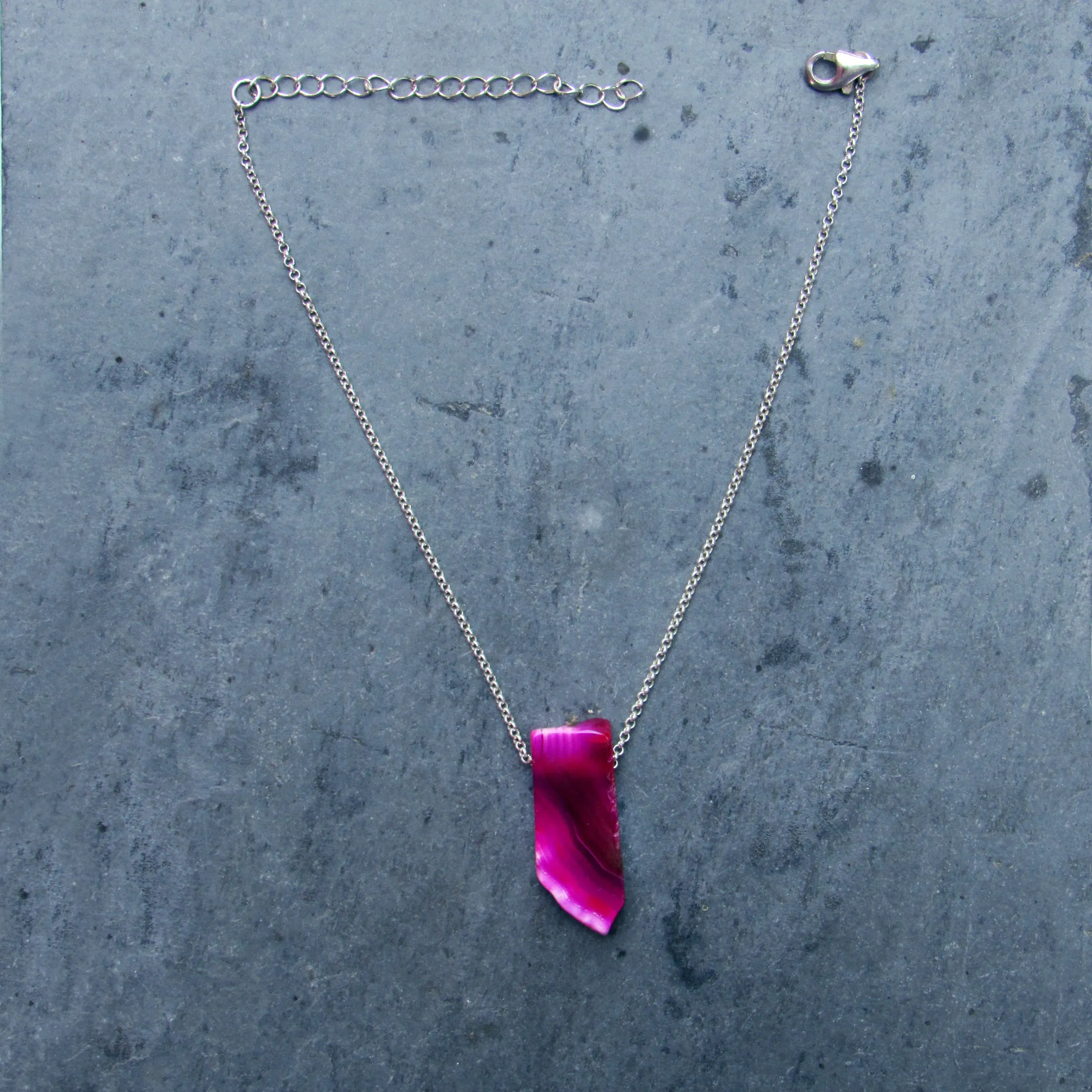 Floating Raw Pink Agate gemstone on sterling silver chain Anklet