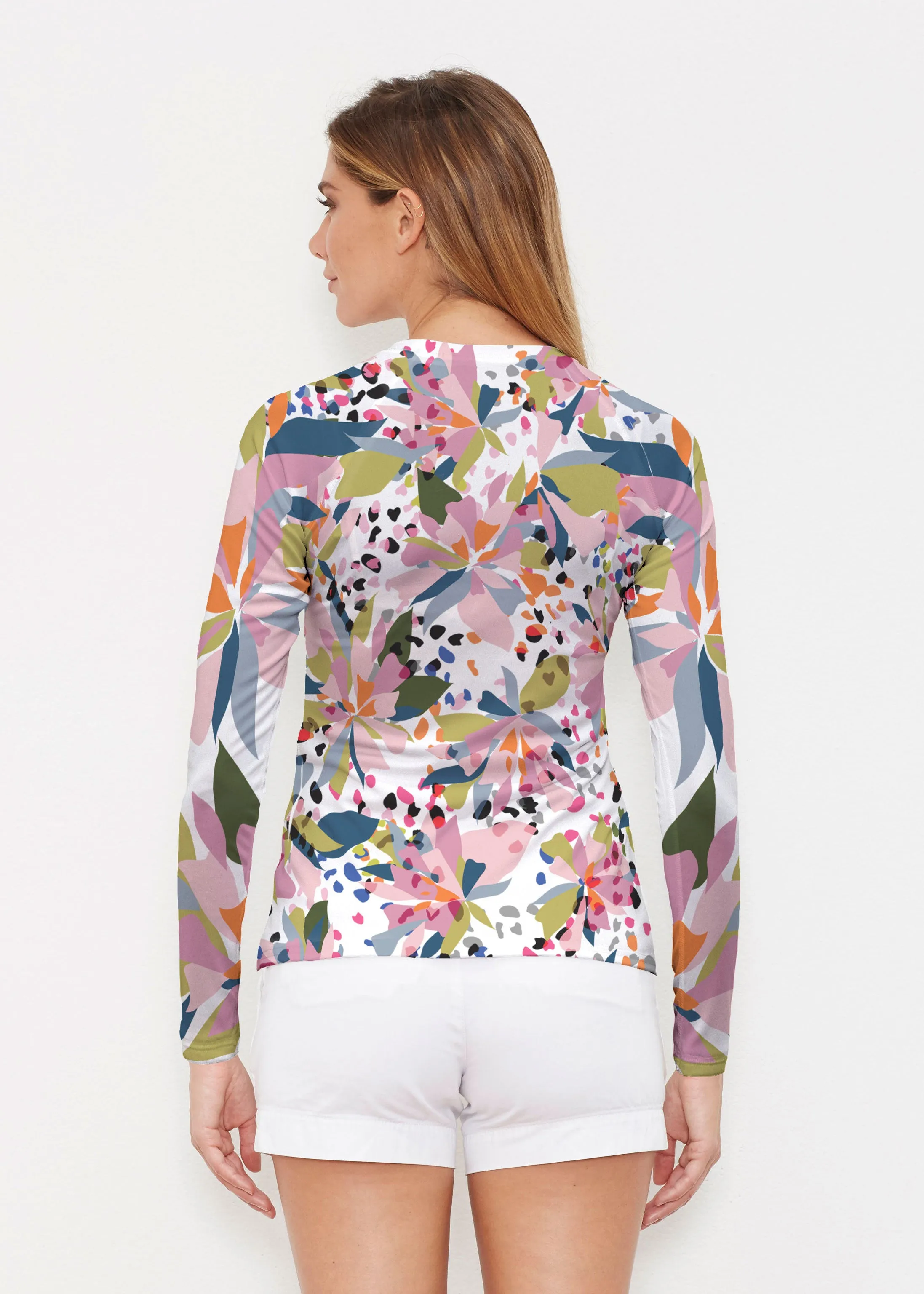 Floral Leopard (7810) ~ Long Sleeve Rash Guard