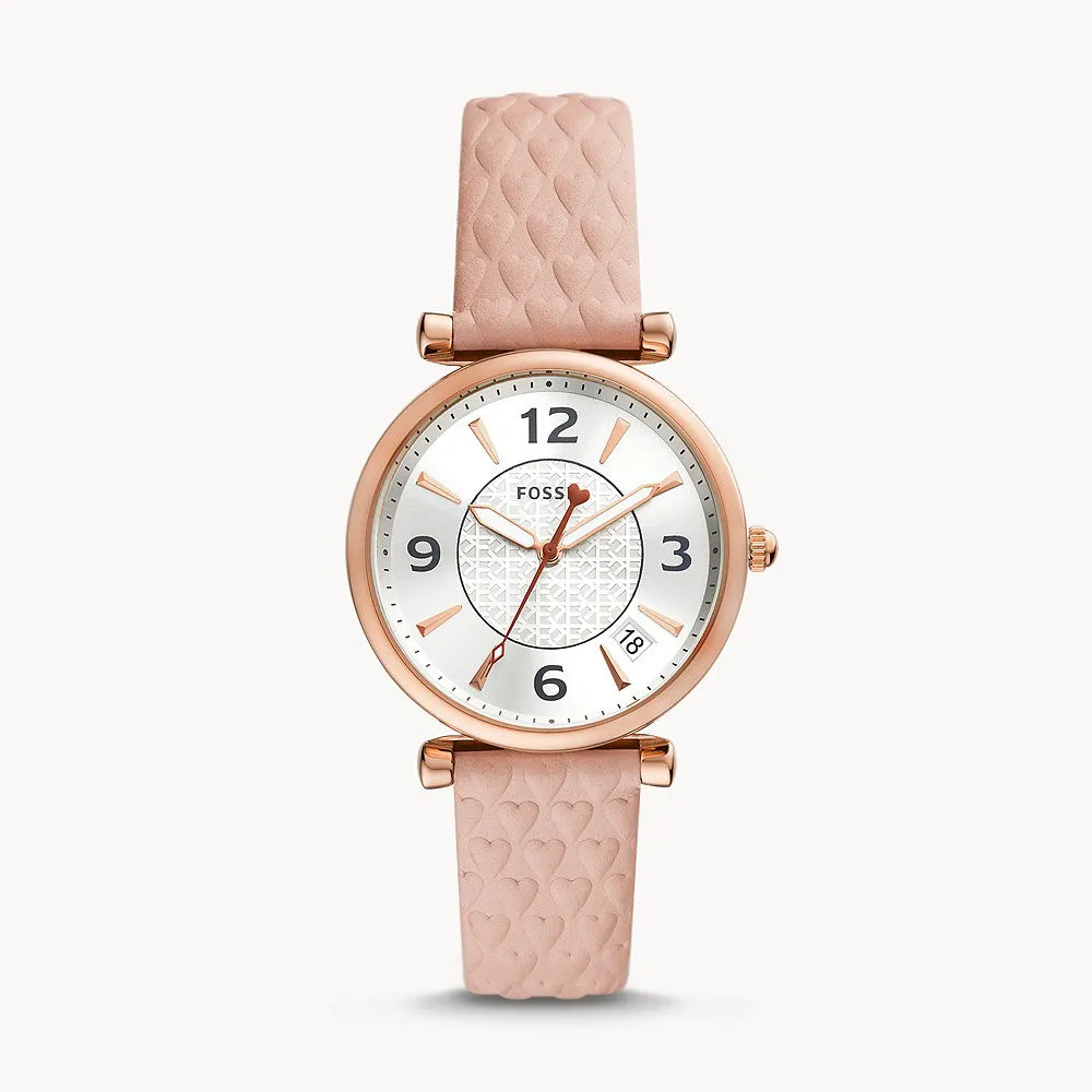 Fossil Carlie Three-Hand Date Blush Leather Women's Watch - ES5269