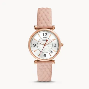 Fossil Carlie Three-Hand Date Blush Leather Women's Watch - ES5269