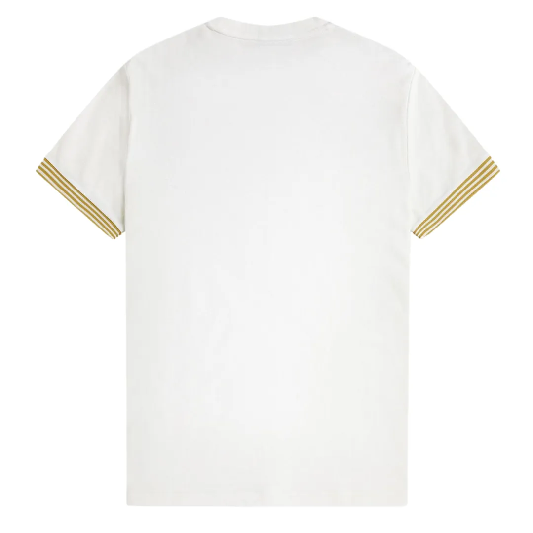 Fred Perry Striped Cuff T-Shirt in Snow White