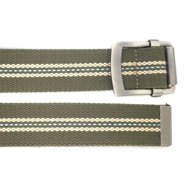 FREDRIK - Mens Khaki & Cream Canvas Webbing Belt