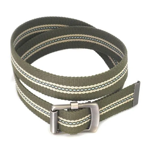 FREDRIK - Mens Khaki & Cream Canvas Webbing Belt