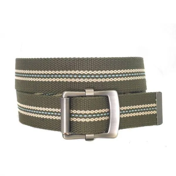 FREDRIK - Mens Khaki & Cream Canvas Webbing Belt