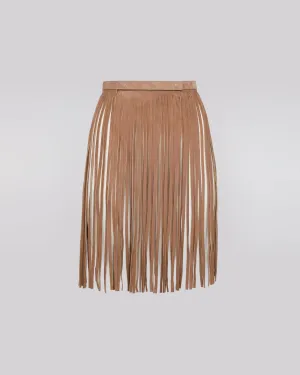 Fringed belt in double-sided velour lamb leather