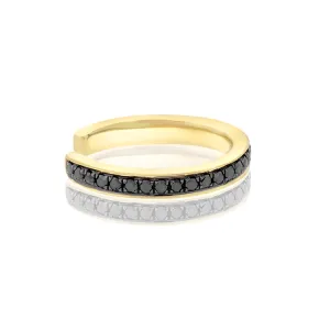 Full Single Row Black Diamond & Gold Ear Cuff