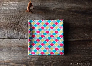 Furoshiki Reusable Fabric Wrap, Bandana, Seigaiha Neon ⦿fsjf1005