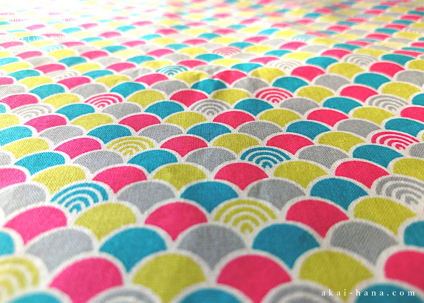 Furoshiki Reusable Fabric Wrap, Bandana, Seigaiha Neon ⦿fsjf1005