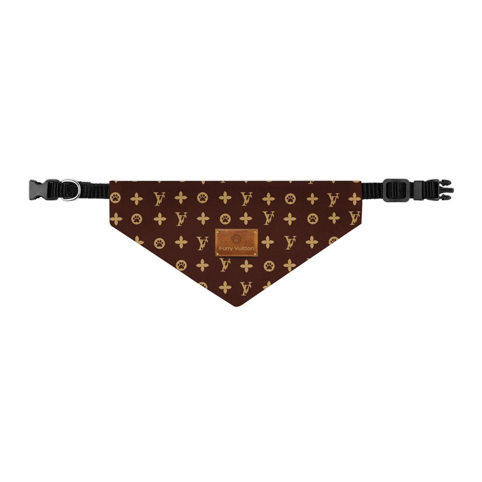 Furry Vuitton Faux-Designer Pet Bandana Collar